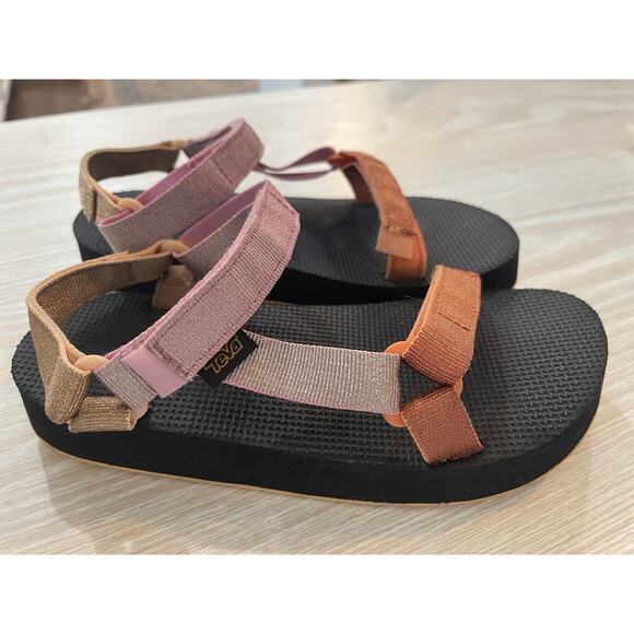 TEVA Girls Kids Midform Universal Metallic Sandals Shoe Size 5 Pink Multi Reef - Picture 3 of 8